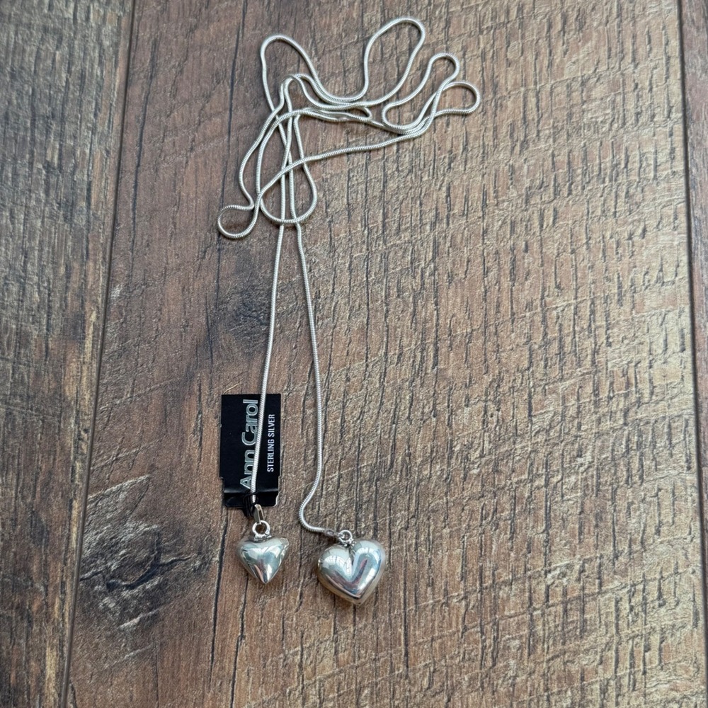 Ann Carol Heart Lariat Necklace Womens OS Silver